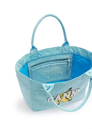 Medium trapeze shopper banana print Blue Curacao C2080015 Ganni 